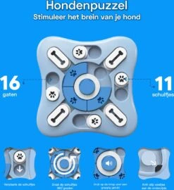 Honden Speelgoed Intelligentie – Hondenpuzzel - Interactieve Training – Voorkomt Verveling – 16 Vakjes – 11 Verplaatsbare Schuifjes - Denkspelletjes Voor Honden - Anti Schrokbak Hond – LumifyMe -Huisdierbenodigdheden Serie 1098x1200