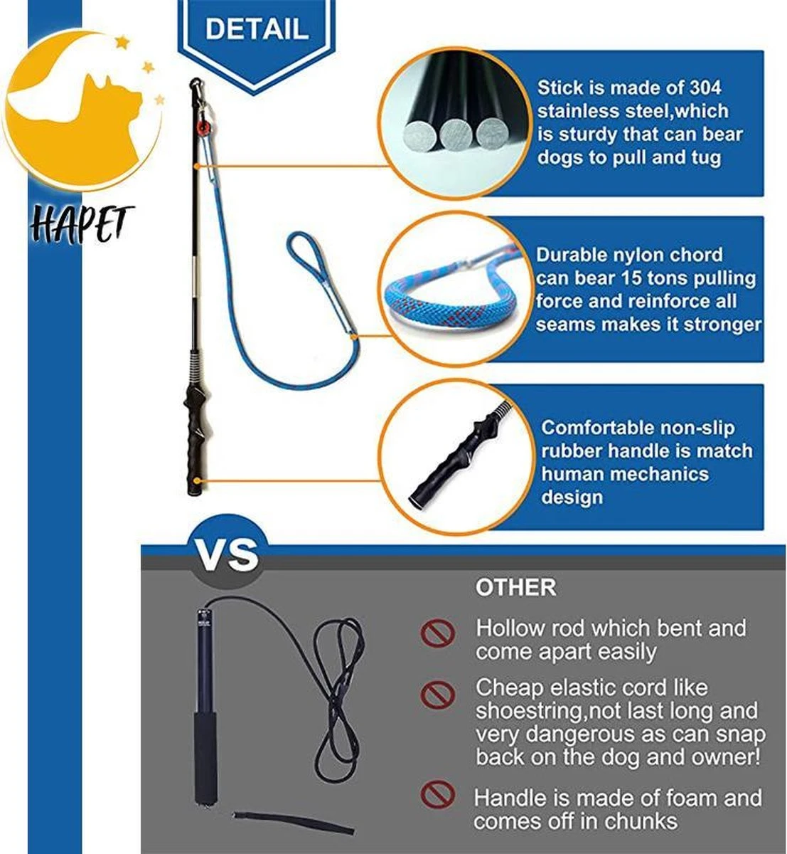 CF Pack - Hond Buitenspeelgoed Actief Behendigheid Touw Dog Flirt Pole Flirtpole Toy Tug Tease Wand Non-Bungee Cord Dog Toy For Fun Obedience Training Extandable Toy Honden Speelgoed Hondenspeelgoed Behendigheidspeelgoed 6 CF Pack - Hond Buitenspeelgoed Actief Behendigheid Touw Dog Flirt Pole Flirtpole Toy Tug Tease Wand Non-Bungee Cord Dog Toy For Fun Obedience Training Extandable Toy Honden Speelgoed Hondenspeelgoed Behendigheidspeelgoed - Afbeelding 6