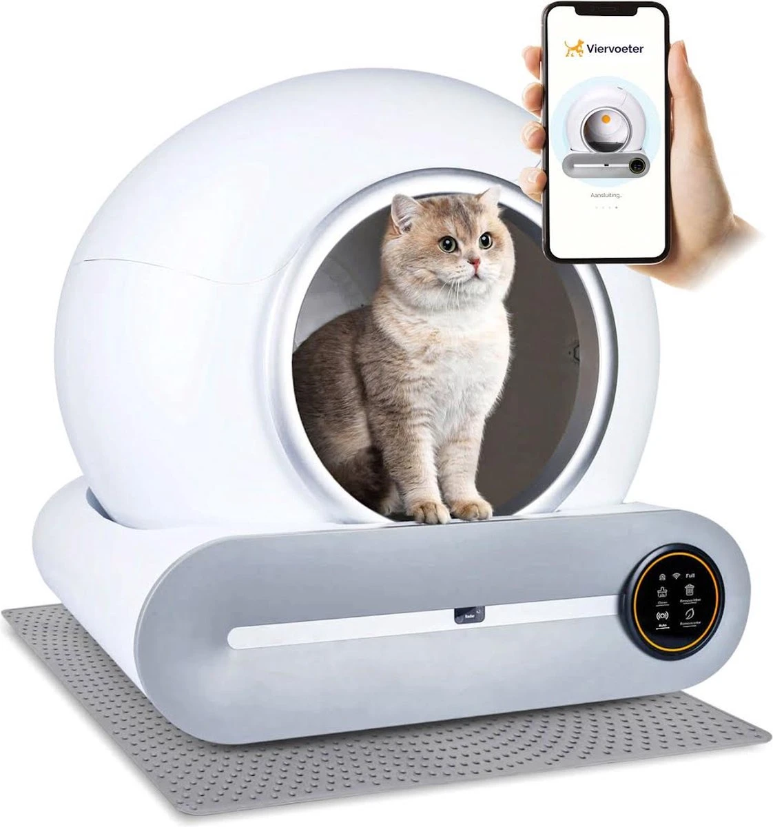 Viervoeter™ Kattenbak Zelfreinigend – Automatische Kattenbak – Zelfreinigende Kattenbak – Anti-geur – 53x58x55cm – Bedienen Via App – 65 Liter 1 Viervoeter™ Kattenbak Zelfreinigend – Automatische Kattenbak – Zelfreinigende Kattenbak – Anti-geur – 53x58x55cm – Bedienen Via App – 65 Liter