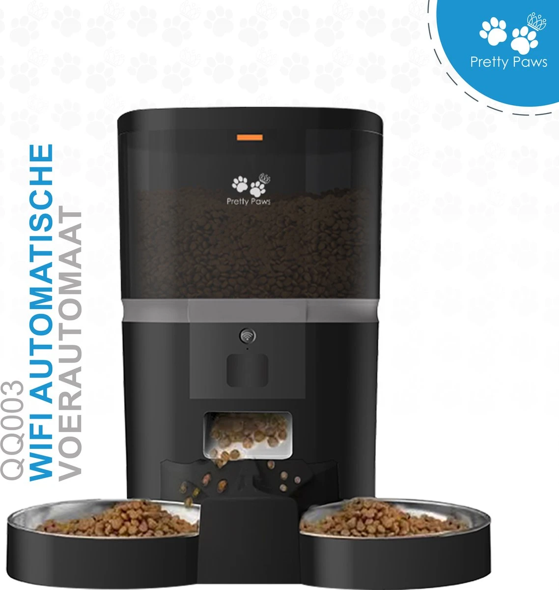 Pretty Paws QQ003 - Wifi Voermachine - Dubbele Voerbakjes - Zwart - Kat - 6L 1 Pretty Paws QQ003 - Wifi Voermachine - Dubbele Voerbakjes - Zwart - Kat - 6L