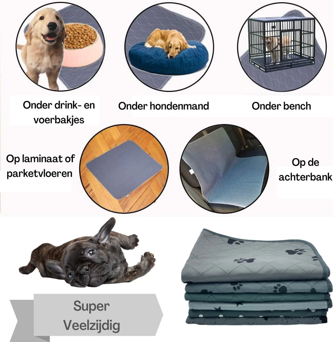 XXL Puppy Training Pad - Plasmat - Zwart - 104 X 104 Cm - Hondentoilet - Herbruikbaar - Wasbaar 7 XXL Puppy Training Pad - Plasmat - Zwart - 104 X 104 Cm - Hondentoilet - Herbruikbaar - Wasbaar - Afbeelding 7