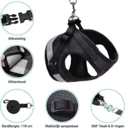 Merkloos Kattentuigje Met Looplijn | Zwart Kattenharnas | Easy Step In | Kattenriem | Kattenlijn | Kattentuig | Maat S -Huisdierbenodigdheden Serie 1173x1200 4