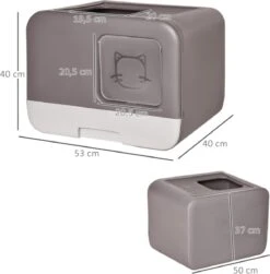 Kattenbak - 2 Uitgangen - Kattentoilet - Uitschuifbare Bodem - Met Schepje - Grijs 53 X 40 X 40 Cm 13 Kattenbak - 2 Uitgangen - Kattentoilet - Uitschuifbare Bodem - Met Schepje - Grijs 53 X 40 X 40 Cm -Huisdierbenodigdheden Serie 1179x1200 5