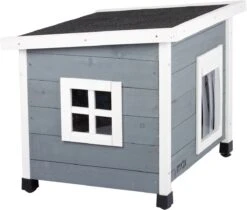 MyMax Kattenhuis - Hout - Openslaand Bitumen Dak - Kattenhuis Voor Buiten - Kattenhok - Kattenhuisje Hout - Grijs - 57*45*43CM -Huisdierbenodigdheden Serie 1200x1020 2