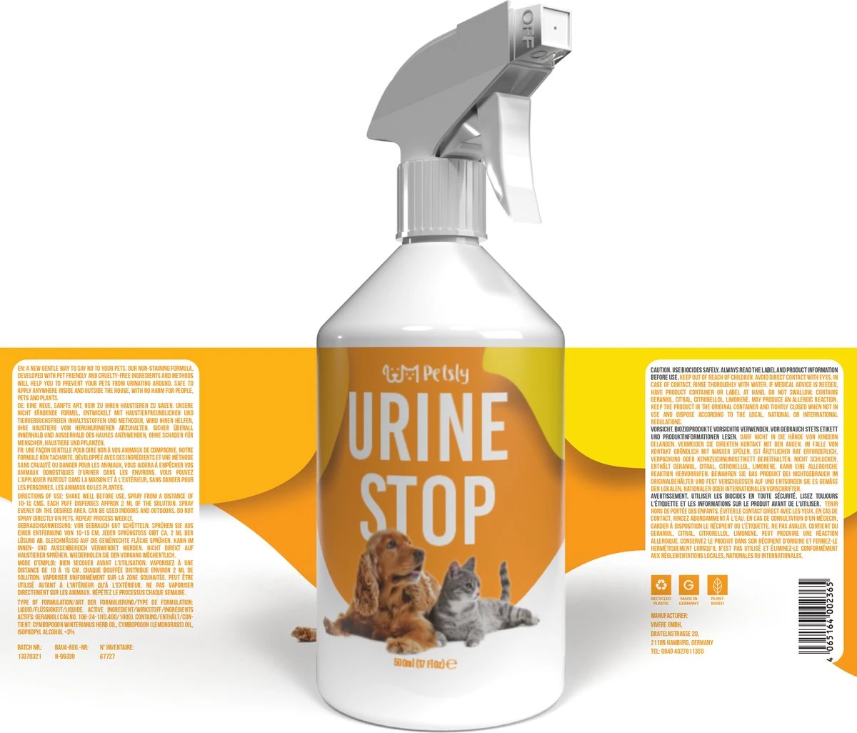 Petsly Urine Stop Spray - Dierentoilet - Voor Zindelijkheid Training, Puppytraining. Voorkomt Markeren - 500ml 2 Petsly Urine Stop Spray - Dierentoilet - Voor Zindelijkheid Training, Puppytraining. Voorkomt Markeren - 500ml - Afbeelding 2