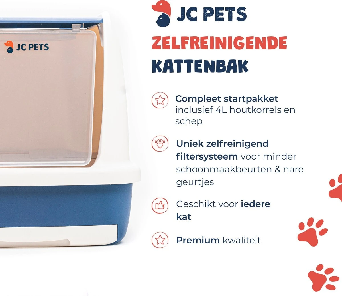 JC Pets Premium Kattenbak Systeem - Inclusief 2.5KG / 4L Kattenbakvulling - Zelfreinigend 4 JC Pets Premium Kattenbak Systeem - Inclusief 2.5KG / 4L Kattenbakvulling - Zelfreinigend - Afbeelding 4