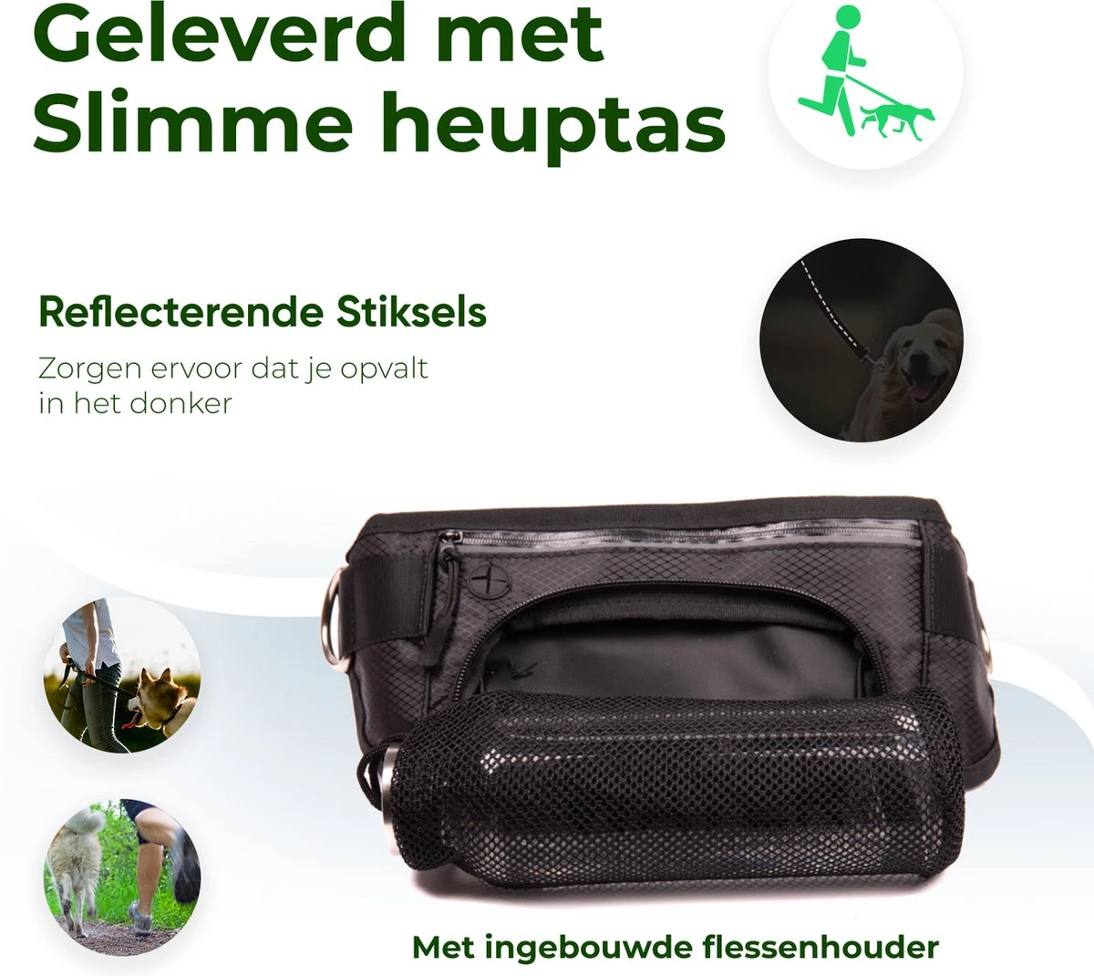 Canicross Looplijn Hond Met Heupriem Voor Hardlopen - Elastische Handsfree Hondenriem - Honden Trainingslijn - 150/200cm - Groen 4 Canicross Looplijn Hond Met Heupriem Voor Hardlopen - Elastische Handsfree Hondenriem - Honden Trainingslijn - 150/200cm - Groen - Afbeelding 4
