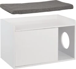 Relaxdays Kattenbak Ombouw - Met Zitkussen - Kattenhuis Wit - Kattenmeubel - Kattenkast -Huisdierbenodigdheden Serie 1200x1080 4