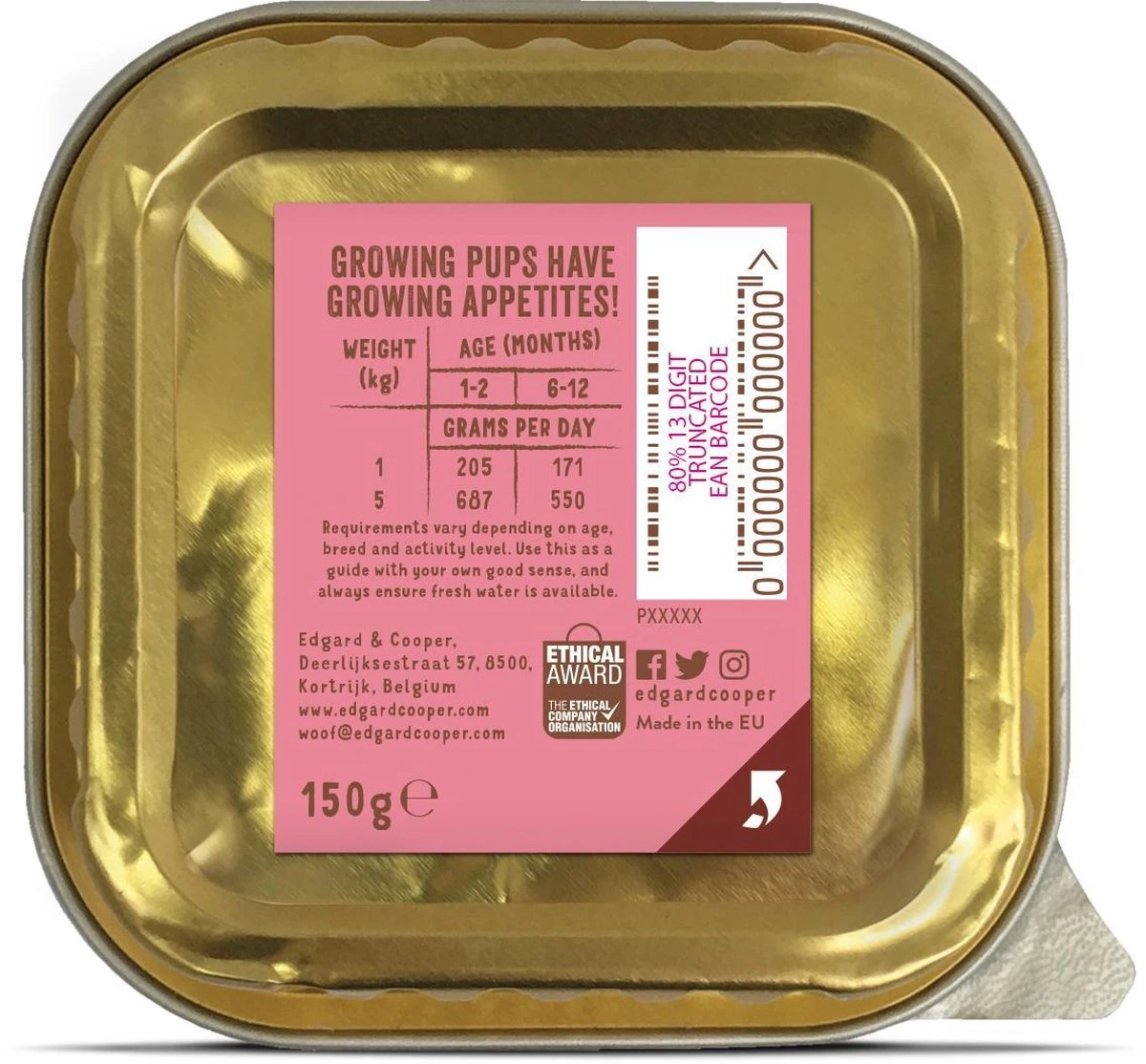 11x Edgard & Cooper Kuipje Vers Vlees Puppy Hondenvoer Eend - Kip 150 Gr 7 11x Edgard & Cooper Kuipje Vers Vlees Puppy Hondenvoer Eend - Kip 150 Gr - Afbeelding 7