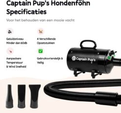Captain Pup's Professionele Hondenföhn Met 4 Opzetstukken - Bijgeleverde Hondenborstel - Waterblazer Voor Honden - Zwart 10 Captain Pup's Professionele Hondenföhn Met 4 Opzetstukken - Bijgeleverde Hondenborstel - Waterblazer Voor Honden - Zwart -Huisdierbenodigdheden Serie 1200x1117 1