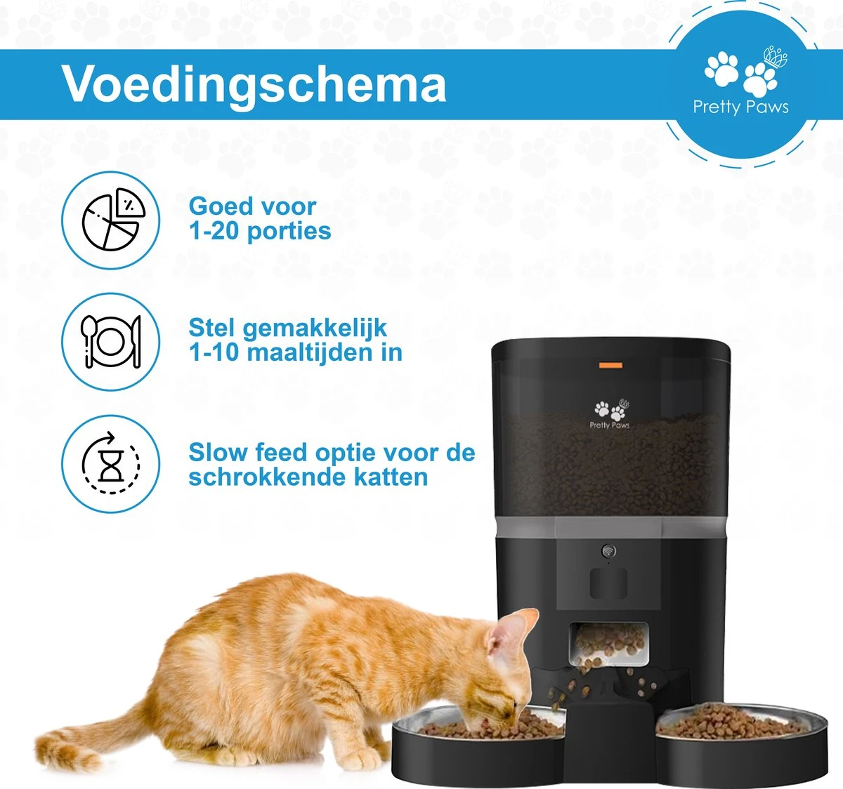 Pretty Paws QQ003 - Wifi Voermachine - Dubbele Voerbakjes - Zwart - Kat - 6L 11 Pretty Paws QQ003 - Wifi Voermachine - Dubbele Voerbakjes - Zwart - Kat - 6L - Afbeelding 11