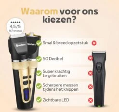 Woodoro Professionele 2-in-1 Hondentondeuse Voor Dikke Vacht – Draadloze Honden Tondeuse & Hondentrimmer – Stille Tondeuse Katten & Honden Trimset -Huisdierbenodigdheden Serie 1200x1126