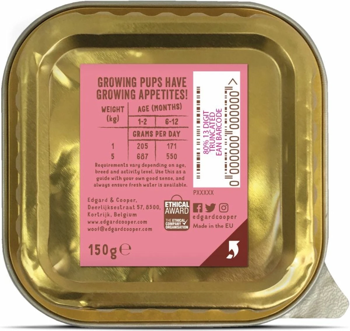 11x Edgard & Cooper Kuipje Vers Vlees Puppy Hondenvoer Eend - Kip 150 Gr 2 11x Edgard & Cooper Kuipje Vers Vlees Puppy Hondenvoer Eend - Kip 150 Gr - Afbeelding 2