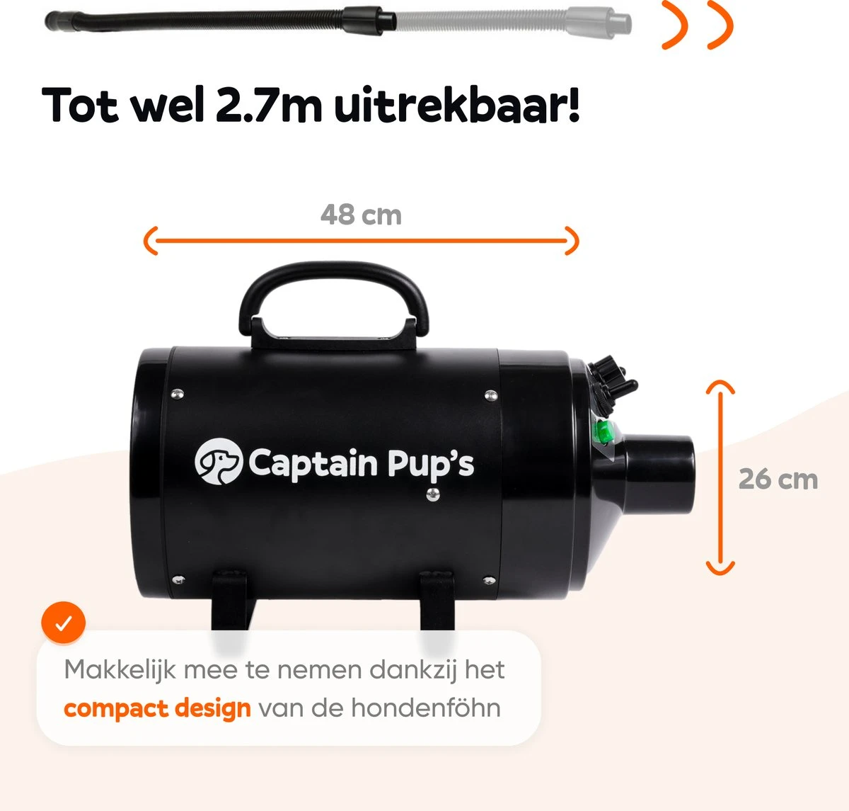 Captain Pup's Professionele Hondenföhn Met 4 Opzetstukken - Bijgeleverde Hondenborstel - Waterblazer Voor Honden - Zwart 8 Captain Pup's Professionele Hondenföhn Met 4 Opzetstukken - Bijgeleverde Hondenborstel - Waterblazer Voor Honden - Zwart - Afbeelding 8