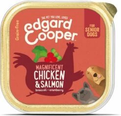 11x Edgard & Cooper Kuipje Vers Vlees Senior Hondenvoer Kip - Zalm 150 Gr