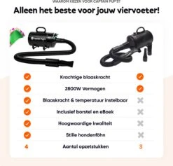 Captain Pup's Professionele Hondenföhn Met 4 Opzetstukken - Bijgeleverde Hondenborstel - Waterblazer Voor Honden - Zwart 14 Captain Pup's Professionele Hondenföhn Met 4 Opzetstukken - Bijgeleverde Hondenborstel - Waterblazer Voor Honden - Zwart -Huisdierbenodigdheden Serie 1200x1153 1