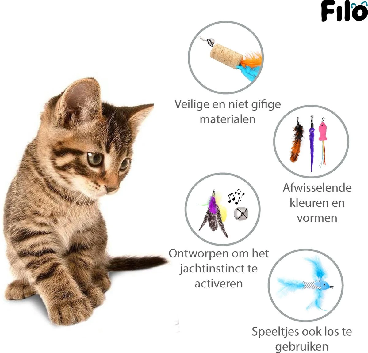 Filo Kattenhengel Set + 12 Kattenspeeltjes – Speelhengels Interactief Kattenspeelgoed – Hengel Kattenspeeltje Kittens - Speelgoed Speelhengel Vis Kat En Kitten 7 Filo Kattenhengel Set + 12 Kattenspeeltjes – Speelhengels Interactief Kattenspeelgoed – Hengel Kattenspeeltje Kittens - Speelgoed Speelhengel Vis Kat En Kitten - Afbeelding 7