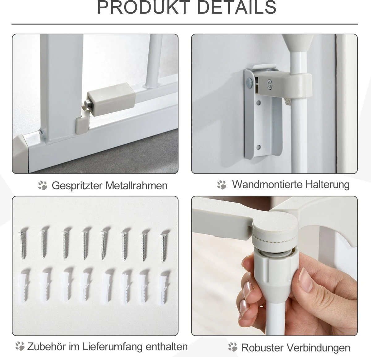PawHut Afschermhek Voor Honden Veiligheidshek Hondenhek 3 Elementen Kunststof Wit D06-100V01 8 PawHut Afschermhek Voor Honden Veiligheidshek Hondenhek 3 Elementen Kunststof Wit D06-100V01 - Afbeelding 8