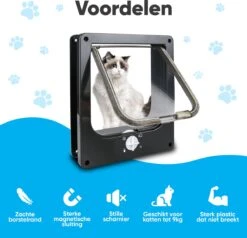 BFreshPets Kattenluik + Massageborstel - Met Tunnel - 4 Vergrendelingsstanden - Weersbestendig - Maat L - Zwart - 27 X 24 Cm -Huisdierbenodigdheden Serie 1200x1156 4