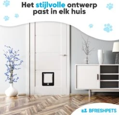 BFreshPets Kattenluik + Massageborstel - Met Tunnel - 4 Vergrendelingsstanden - Weersbestendig - Maat L - Zwart - 27 X 24 Cm -Huisdierbenodigdheden Serie 1200x1163 3