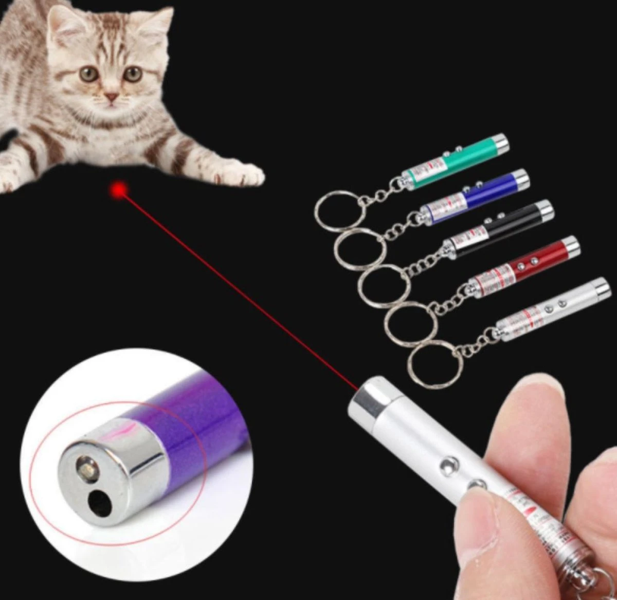Merkloos 2 In 1 - Laserlampje Voor Katten - Kattenspeelgoed - + Mini Zaklamp 2 Merkloos 2 In 1 - Laserlampje Voor Katten - Kattenspeelgoed - + Mini Zaklamp - Afbeelding 2