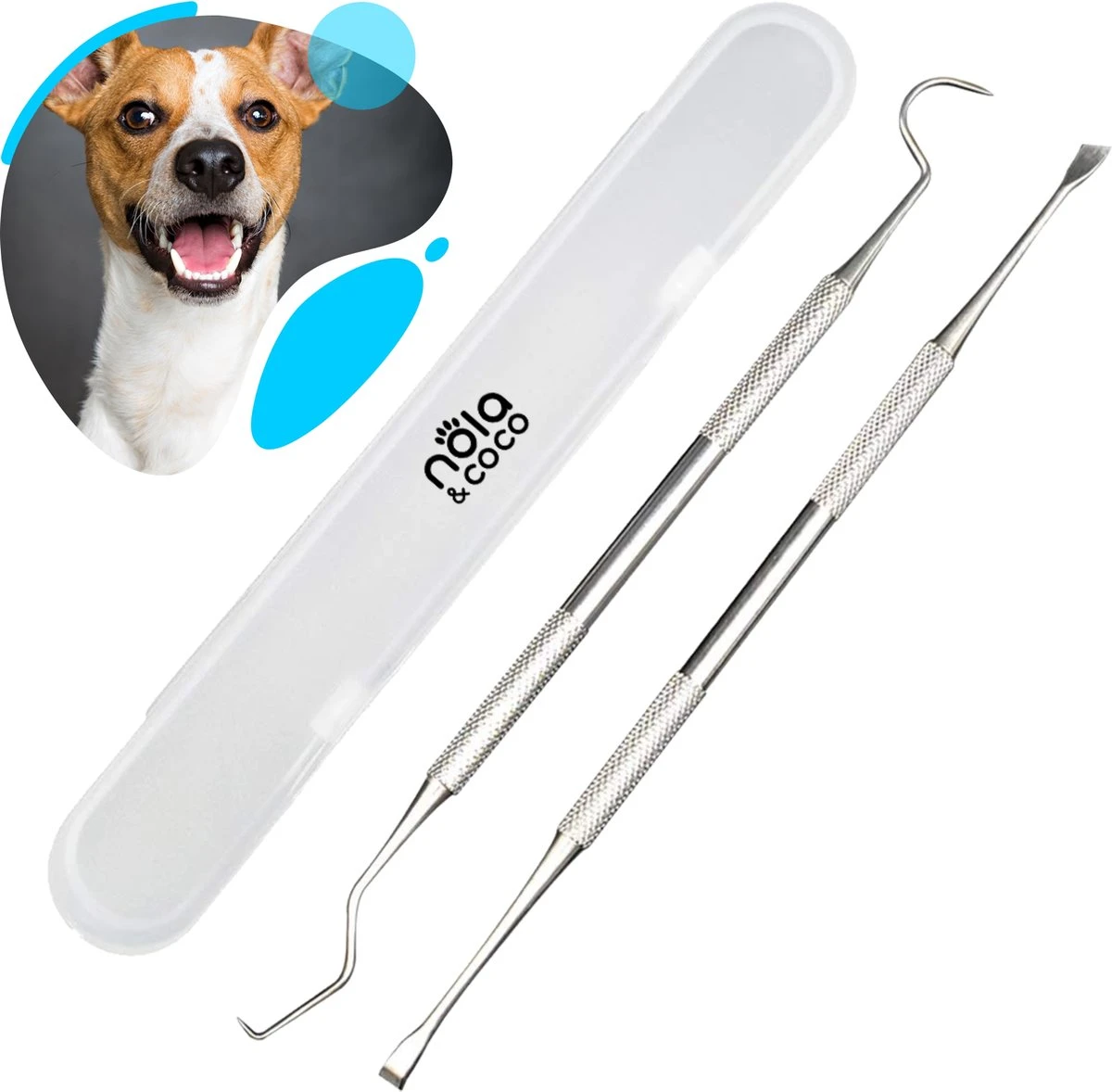 Nola & Coco® Tandsteen Verwijderaar Set Inclusief Bewaardoosje - Tandenkrabber - Set Van Twee - Hond - Kat - Tandenborstel - Tandplak Verwijderen - Tandenstoker - Honden Tanden Schoonmaken - Tandenhaakje - Gebitsreiniging 1 Nola & Coco® Tandsteen Verwijderaar Set Inclusief Bewaardoosje - Tandenkrabber - Set Van Twee - Hond - Kat - Tandenborstel - Tandplak Verwijderen - Tandenstoker - Honden Tanden Schoonmaken - Tandenhaakje - Gebitsreiniging