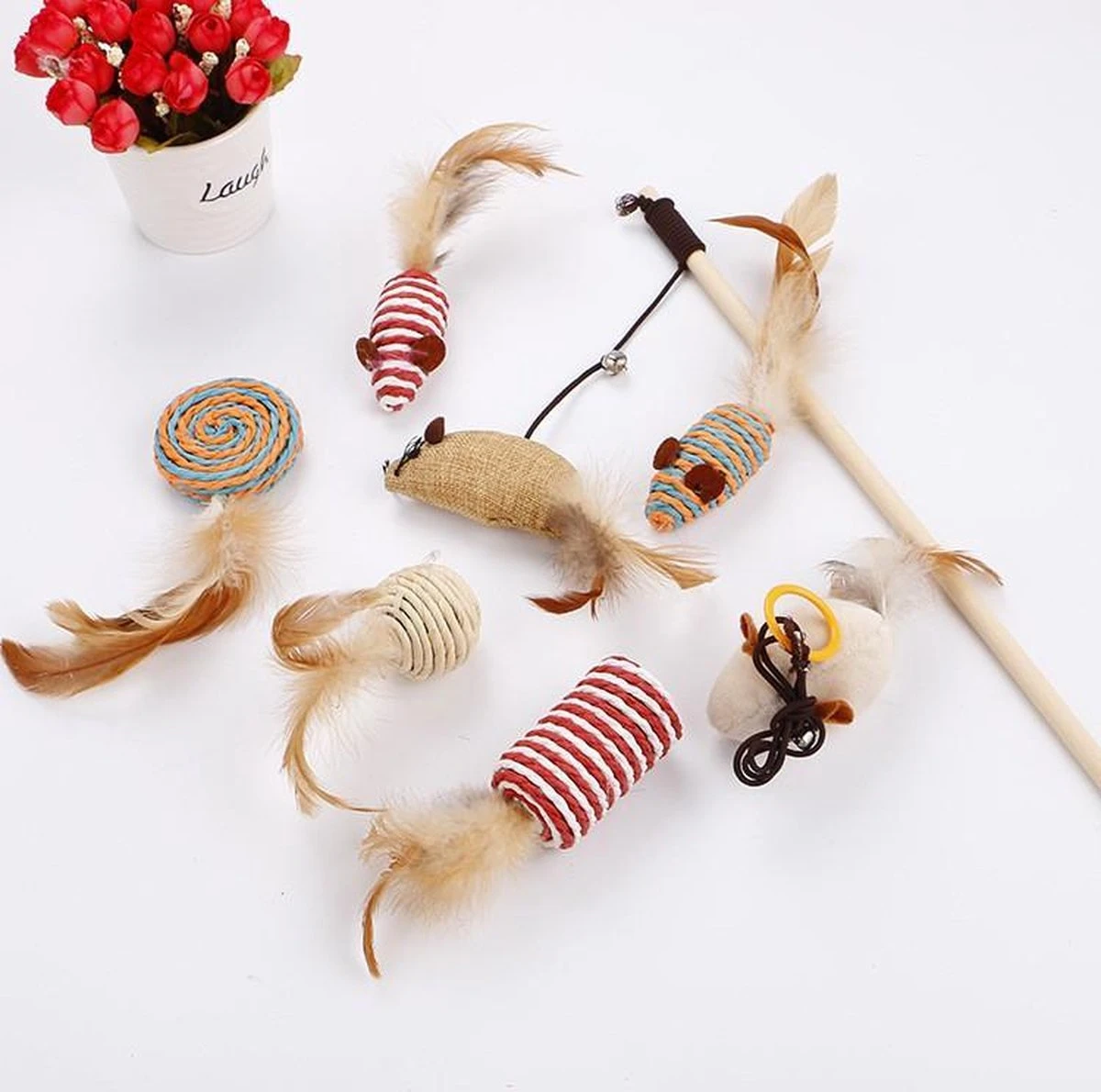 GIZMO Luxe Kattenspeeltjes Set - 7 Speeltjes - Interactieve Kattenhengel, Kattenspeelgoed & Speelmuisjes - Kitten Speeltjes 2 GIZMO Luxe Kattenspeeltjes Set - 7 Speeltjes - Interactieve Kattenhengel, Kattenspeelgoed & Speelmuisjes - Kitten Speeltjes - Afbeelding 2