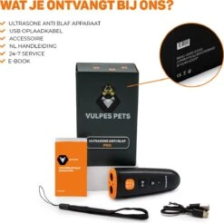 Vulpes Pets® Ultrasone Anti Blaf Apparaat – 3-in-1 Anti Blaf Apparaat Pro - Diervriendelijk & Zonder Schok - Alternatief Anti Blafband - Voor Kleine & Grote Honden - Audio - Flashlight - USB-Oplaadbaar -Huisdierbenodigdheden Serie 1200x1195