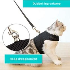 Zootic Kattentuigje Met Leiband Riem Kattenharnas Zwart Maat M Kat & Kitten - Halsomvang 20 Tot 26cm - Borstomvang 30 Tot 34cm -Huisdierbenodigdheden Serie 1200x1195 5