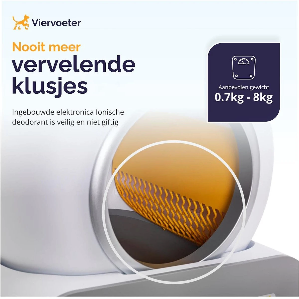 Viervoeter™ Kattenbak Zelfreinigend – Automatische Kattenbak – Zelfreinigende Kattenbak – Anti-geur – 53x58x55cm – Bedienen Via App – 65 Liter 6 Viervoeter™ Kattenbak Zelfreinigend – Automatische Kattenbak – Zelfreinigende Kattenbak – Anti-geur – 53x58x55cm – Bedienen Via App – 65 Liter - Afbeelding 6