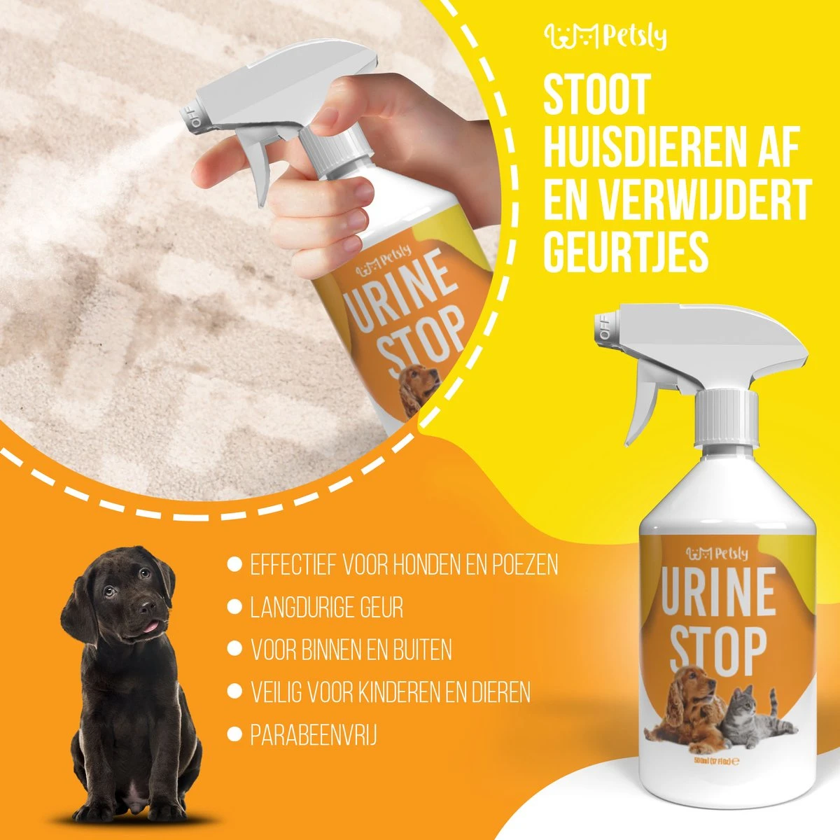 Petsly Urine Stop Spray - Dierentoilet - Voor Zindelijkheid Training, Puppytraining. Voorkomt Markeren - 500ml 4 Petsly Urine Stop Spray - Dierentoilet - Voor Zindelijkheid Training, Puppytraining. Voorkomt Markeren - 500ml - Afbeelding 4