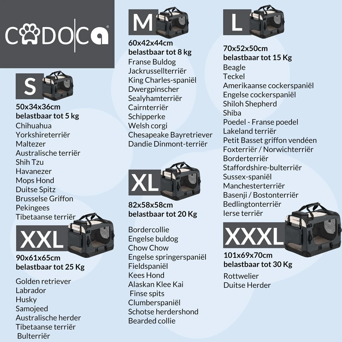 Cadoca Hondentransportbox Opvouwbaar - Maat M 4 Cadoca Hondentransportbox Opvouwbaar - Maat M - Afbeelding 4