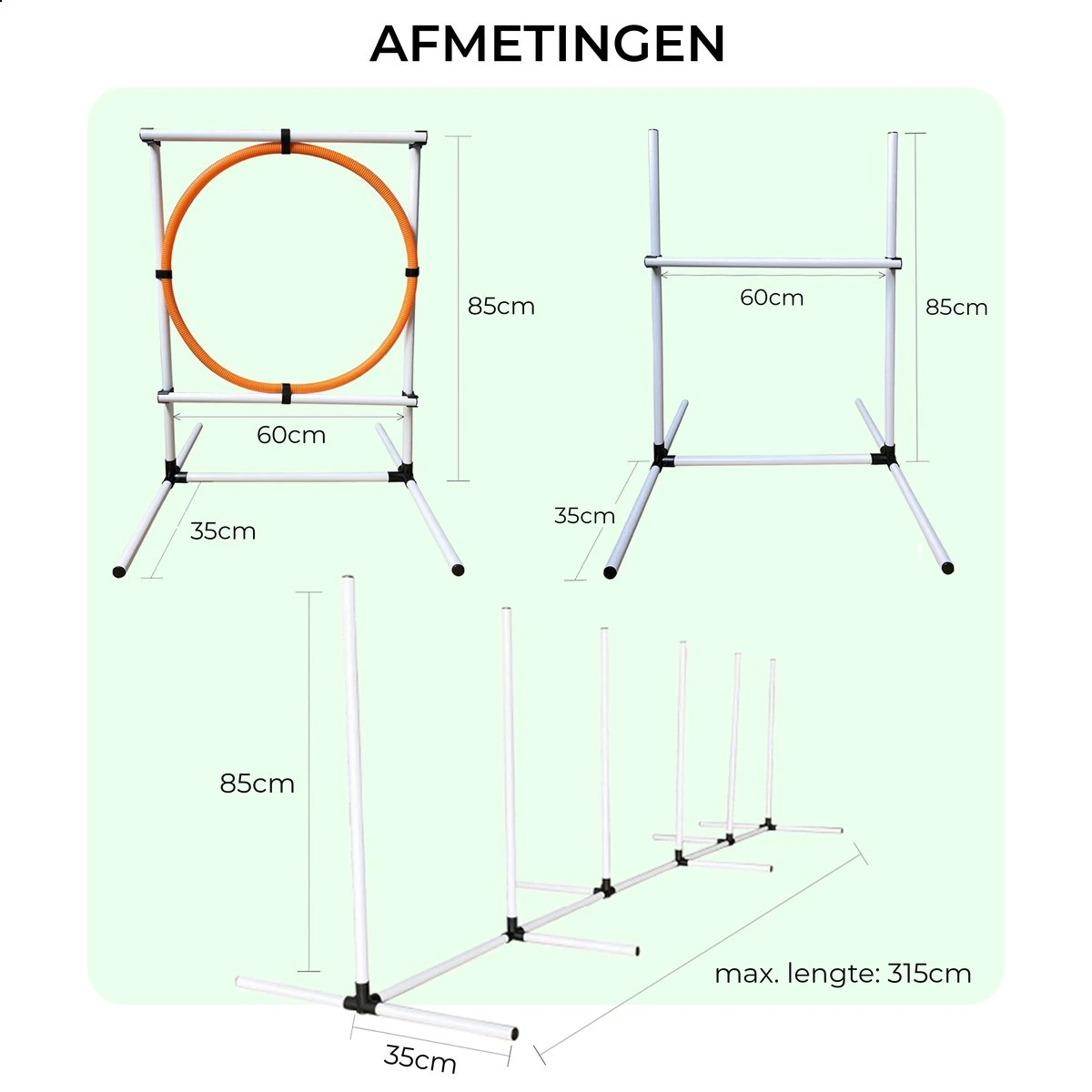 AYOO Agility Voor De Hond - Honden Training - Honden Behendigheid Set - Hondenparcours - Training Huisdieren - Honden Agility Set - Slalom - Horde - Draagzak - Agility Set - Oranje - Wit - GRATIS Speeltouw 4 AYOO Agility Voor De Hond - Honden Training - Honden Behendigheid Set - Hondenparcours - Training Huisdieren - Honden Agility Set - Slalom - Horde - Draagzak - Agility Set - Oranje - Wit - GRATIS Speeltouw - Afbeelding 4