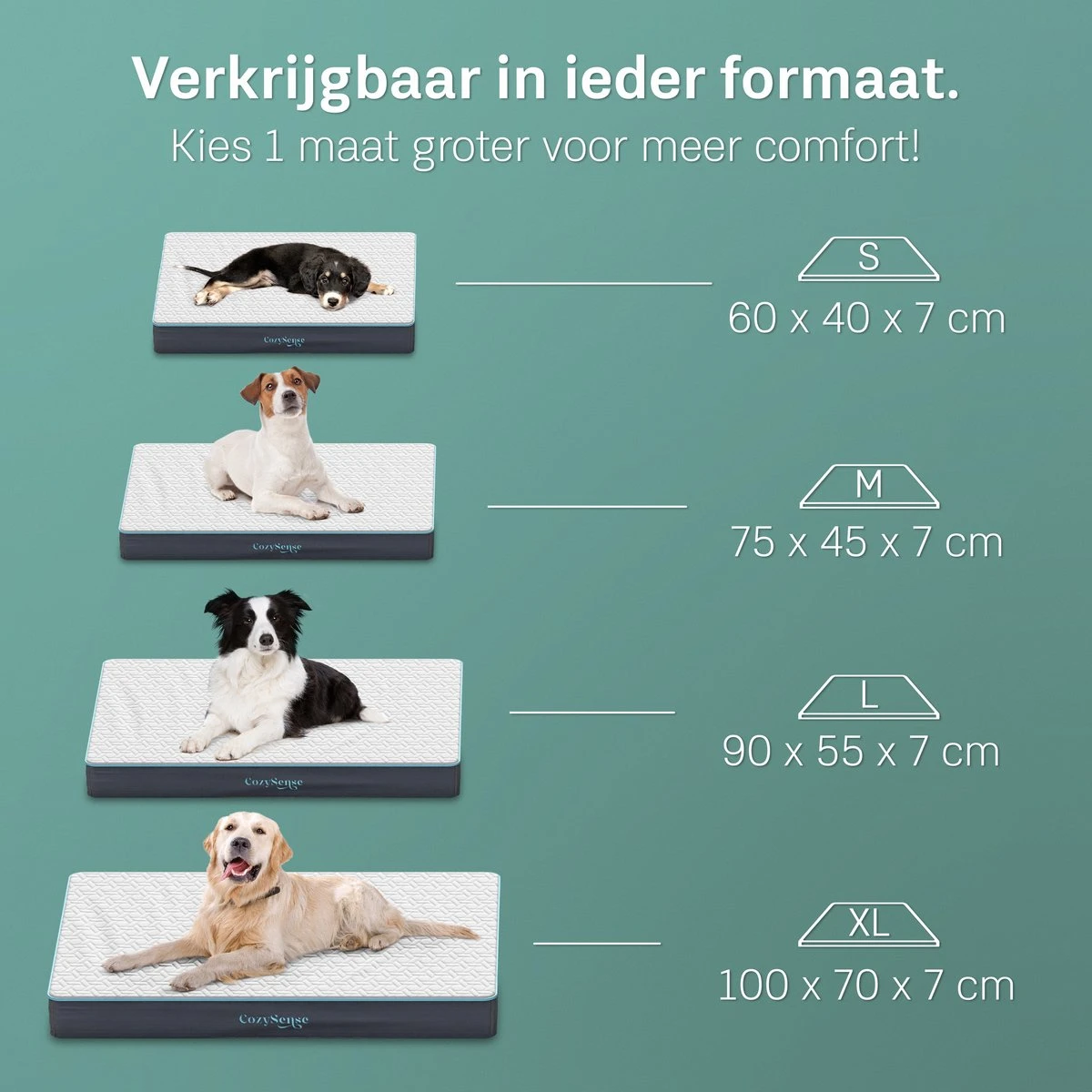 CozySense® - Orthopedisch Hondenkussen - Hondenkussen 60 X 40 Cm - Ook Geschikt Als Benchkussen & Hondenbed - Hondenkussen Bank - Traagschuim - Waterdicht - Wasbare Hoes - Maat S 2 CozySense® - Orthopedisch Hondenkussen - Hondenkussen 60 X 40 Cm - Ook Geschikt Als Benchkussen & Hondenbed - Hondenkussen Bank - Traagschuim - Waterdicht - Wasbare Hoes - Maat S - Afbeelding 2