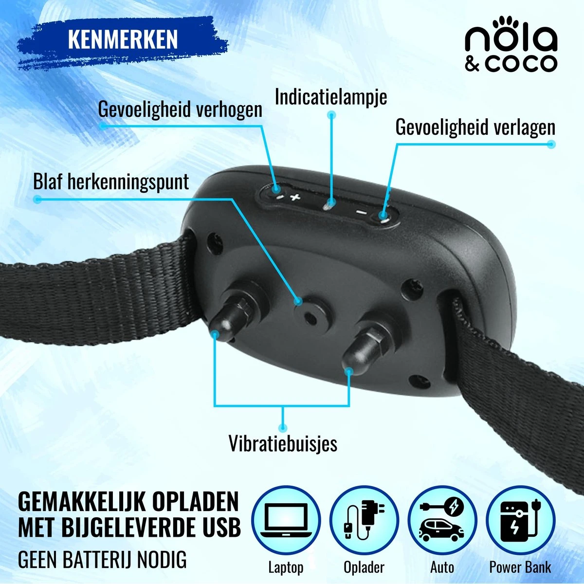 Nola & Coco® Oplaadbare Anti Blafband - 4 Kleuren - Zonder Schok - Waterdichte Diervriendelijke Blaf Halsband - Opvoedingshalsband - Voor Grote En Kleine Honden - Lichte Vibratie En Geluid - 3 Tot 60kg 2 Nola & Coco® Oplaadbare Anti Blafband - 4 Kleuren - Zonder Schok - Waterdichte Diervriendelijke Blaf Halsband - Opvoedingshalsband - Voor Grote En Kleine Honden - Lichte Vibratie En Geluid - 3 Tot 60kg - Afbeelding 2