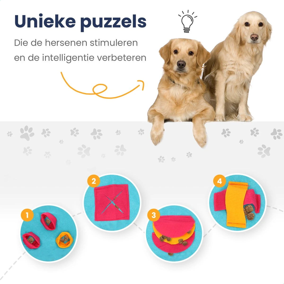 Snuffelmat 70x70cm Inclusief Rubberen Massage Bal & E-book - Speelmat Hond - Denkspel Hond - Puppy Speelgoed - Anti Schrok Mat - Honden Snoepjes - Cadeau Tip 5 Snuffelmat 70x70cm Inclusief Rubberen Massage Bal & E-book - Speelmat Hond - Denkspel Hond - Puppy Speelgoed - Anti Schrok Mat - Honden Snoepjes - Cadeau Tip - Afbeelding 5