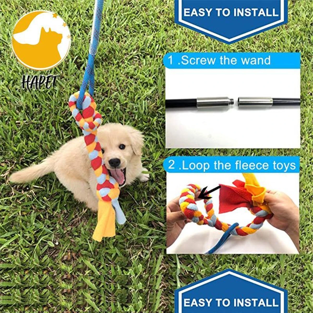 CF Pack - Hond Buitenspeelgoed Actief Behendigheid Touw Dog Flirt Pole Flirtpole Toy Tug Tease Wand Non-Bungee Cord Dog Toy For Fun Obedience Training Extandable Toy Honden Speelgoed Hondenspeelgoed Behendigheidspeelgoed 2 CF Pack - Hond Buitenspeelgoed Actief Behendigheid Touw Dog Flirt Pole Flirtpole Toy Tug Tease Wand Non-Bungee Cord Dog Toy For Fun Obedience Training Extandable Toy Honden Speelgoed Hondenspeelgoed Behendigheidspeelgoed - Afbeelding 2