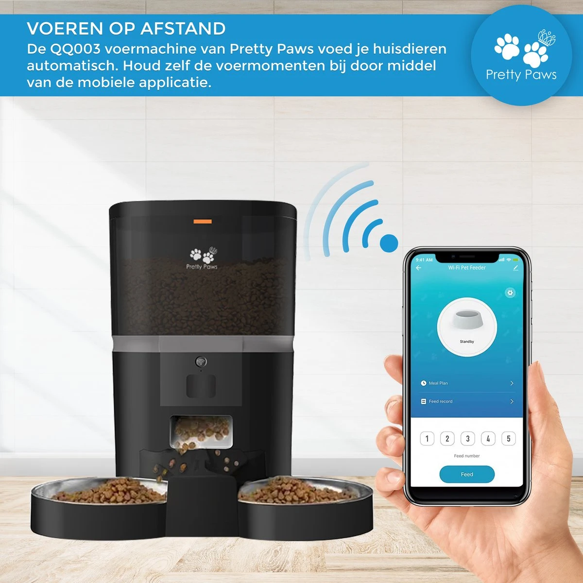 Pretty Paws QQ003 - Wifi Voermachine - Dubbele Voerbakjes - Zwart - Kat - 6L 9 Pretty Paws QQ003 - Wifi Voermachine - Dubbele Voerbakjes - Zwart - Kat - 6L - Afbeelding 9
