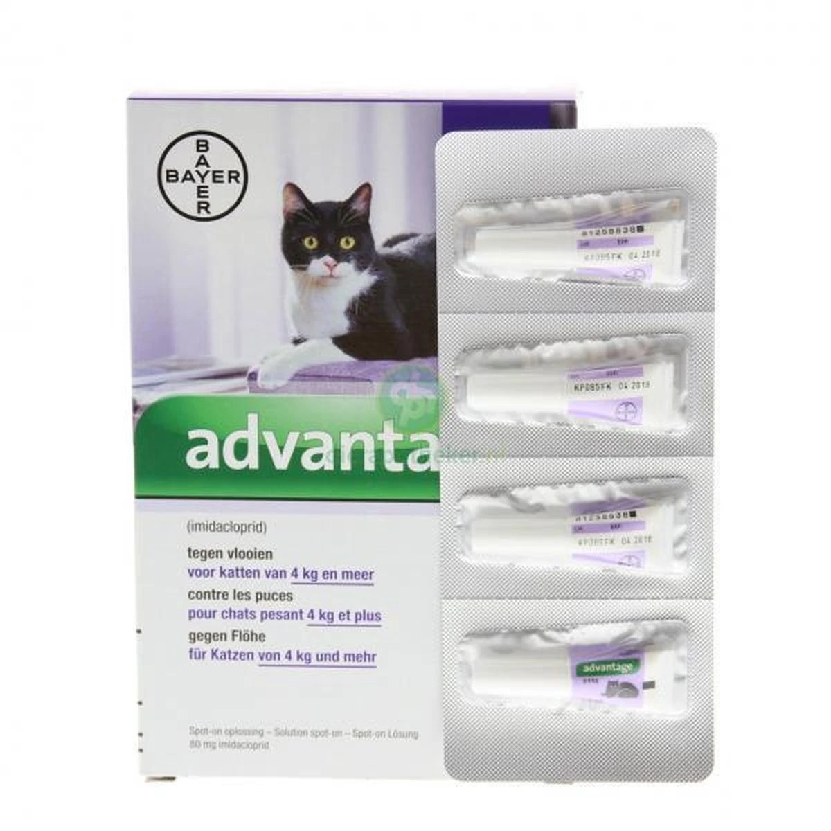 Advantage 80 Vlooiendruppelsl Kat Vanaf 4 Kg - 4 Pipetten 2 Advantage 80 Vlooiendruppelsl Kat Vanaf 4 Kg - 4 Pipetten - Afbeelding 2