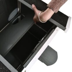 PawHut Kattenhuis Voor Buiten Kattenhut Met 2 Verdiepingen Kattenvilla, Asfaltdak, Massief Hout Grijs D30-236 -Huisdierbenodigdheden Serie 1200x1200 457