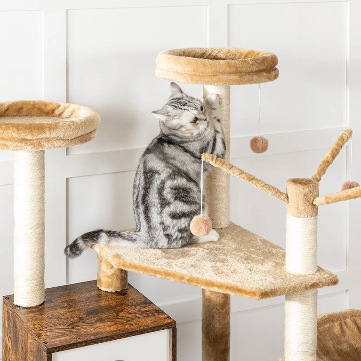 Signature Home Lola Krabpaal Met Kattenbak - Kattenbak Hangmat Mand Katten Huis - Kattenhuis Met Deur En Slot - Krabpalen Katten Huis - Kattenbakmeubel Verborgen - Alles-in-één Kattenspeelgoed Met Kattenhuis - Bruin - 70cm X 132cm X 48cm 12 Signature Home Lola Krabpaal Met Kattenbak - Kattenbak Hangmat Mand Katten Huis - Kattenhuis Met Deur En Slot - Krabpalen Katten Huis - Kattenbakmeubel Verborgen - Alles-in-één Kattenspeelgoed Met Kattenhuis - Bruin - 70cm X 132cm X 48cm - Afbeelding 12