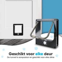 BFreshPets Kattenluik + Massageborstel - Met Tunnel - 4 Vergrendelingsstanden - Weersbestendig - Maat L - Zwart - 27 X 24 Cm -Huisdierbenodigdheden Serie 1200x1200 529