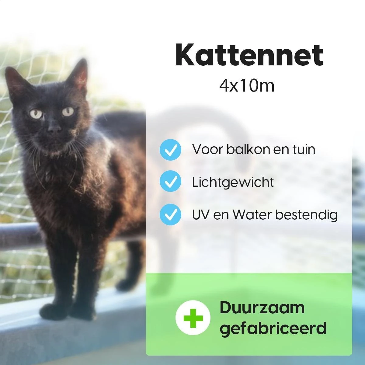 Kattennet Voor Balkon 4 X 10 M - Kattennet - Katten Gaas - Zwart 3 Kattennet Voor Balkon 4 X 10 M - Kattennet - Katten Gaas - Zwart - Afbeelding 3