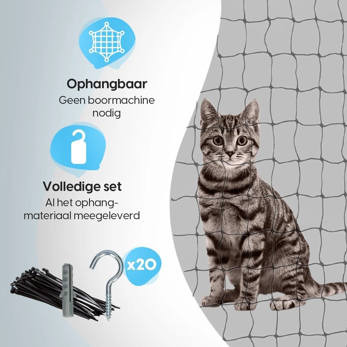 Kattennet Voor Balkon 4 X 10 M - Kattennet - Katten Gaas - Zwart 6 Kattennet Voor Balkon 4 X 10 M - Kattennet - Katten Gaas - Zwart - Afbeelding 6