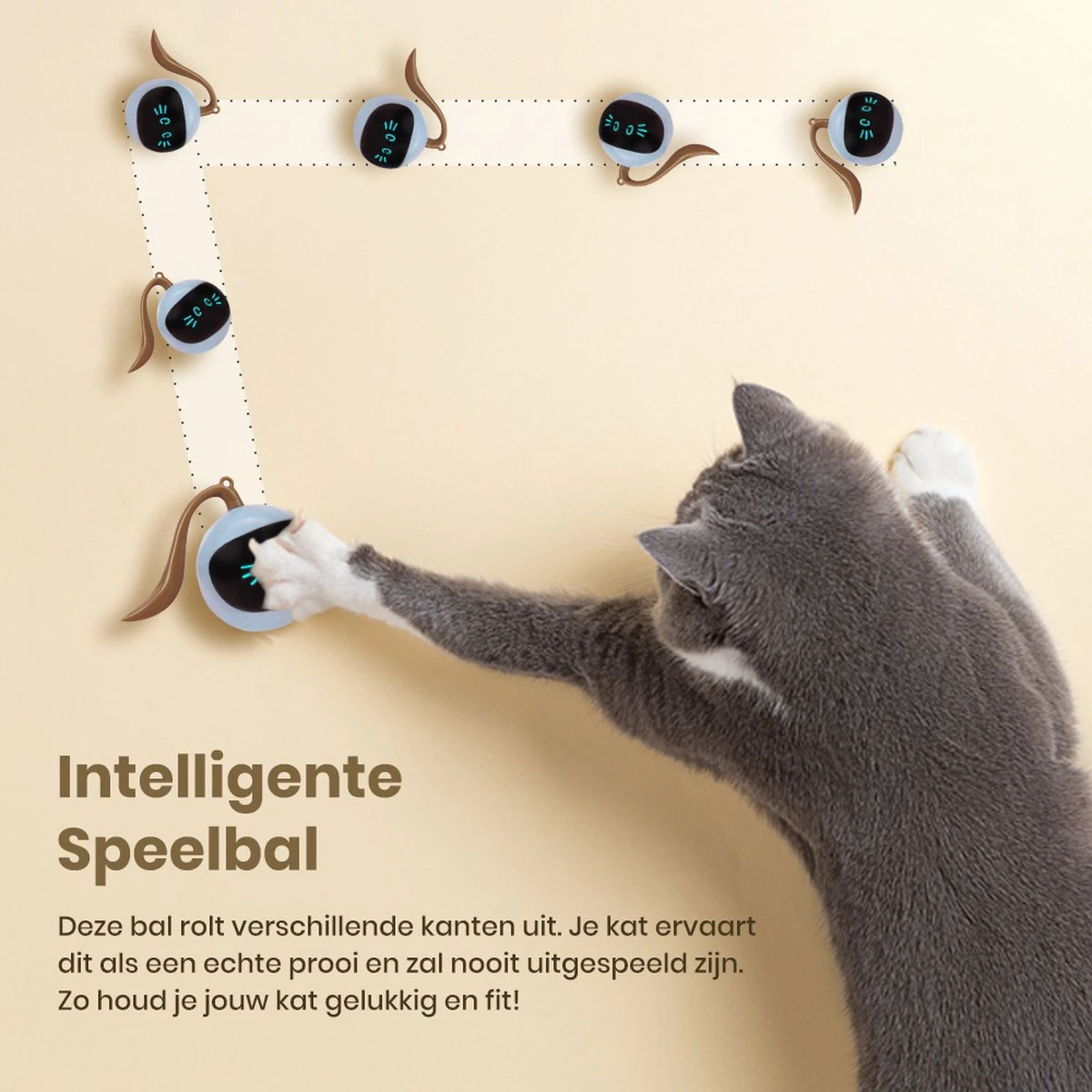 Otiume Interactieve Speelbal - Slimme Interactieve Jaag Speeltje Voor Katten - Kattenspeeltjes - Intelligente Jaagbal - AI -USB Oplaadbaar - LED - Blauw 6 Otiume Interactieve Speelbal - Slimme Interactieve Jaag Speeltje Voor Katten - Kattenspeeltjes - Intelligente Jaagbal - AI -USB Oplaadbaar - LED - Blauw - Afbeelding 6
