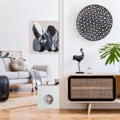 Relaxdays Kattenbak Ombouw - Met Zitkussen - Kattenhuis Wit - Kattenmeubel - Kattenkast -Huisdierbenodigdheden Serie 1200x1200 590