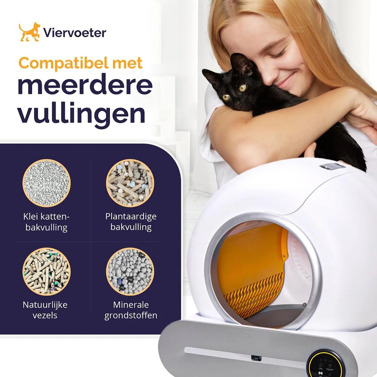 Viervoeter™ Kattenbak Zelfreinigend – Automatische Kattenbak – Zelfreinigende Kattenbak – Anti-geur – 53x58x55cm – Bedienen Via App – 65 Liter 4 Viervoeter™ Kattenbak Zelfreinigend – Automatische Kattenbak – Zelfreinigende Kattenbak – Anti-geur – 53x58x55cm – Bedienen Via App – 65 Liter - Afbeelding 4