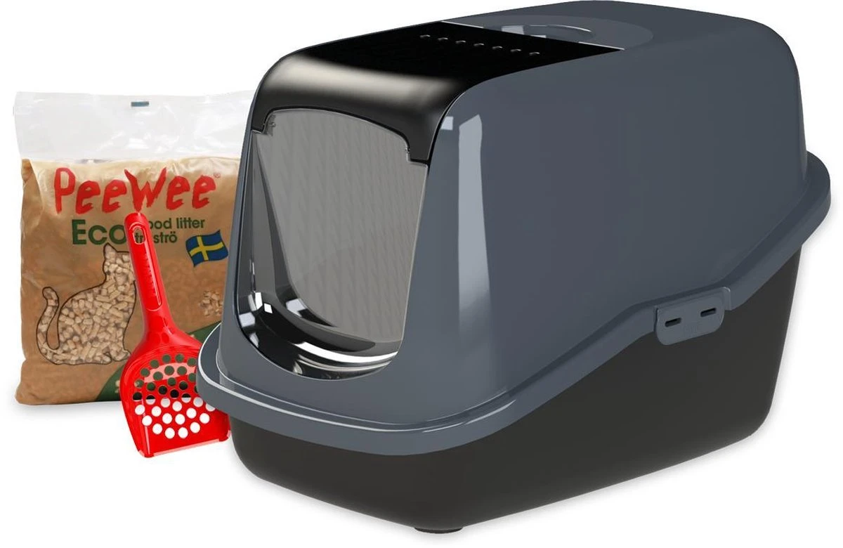 PeeWee Kattenbak EcoHus Startpakket - Antraciet - 56 X 39 X 38,5 Cm 8 PeeWee Kattenbak EcoHus Startpakket - Antraciet - 56 X 39 X 38,5 Cm - Afbeelding 8