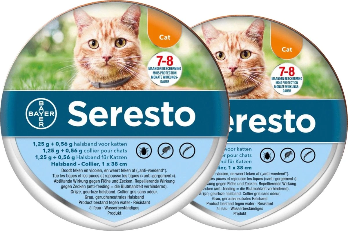 Seresto Teken- En Vlooienband Kat - Anti Tekenmiddel - 2 Stuks X 38 Cm 4 Seresto Teken- En Vlooienband Kat - Anti Tekenmiddel - 2 Stuks X 38 Cm - Afbeelding 4