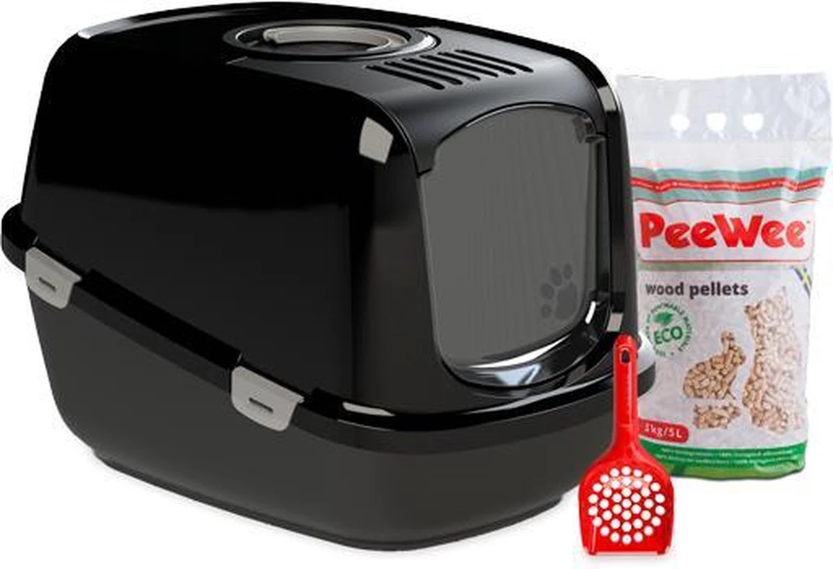 PeeWee Kattenbak XXL EcoDome Startpakket - Zwart - 66,5 X 48,5 X 46,5 Cm 9 PeeWee Kattenbak XXL EcoDome Startpakket - Zwart - 66,5 X 48,5 X 46,5 Cm - Afbeelding 9